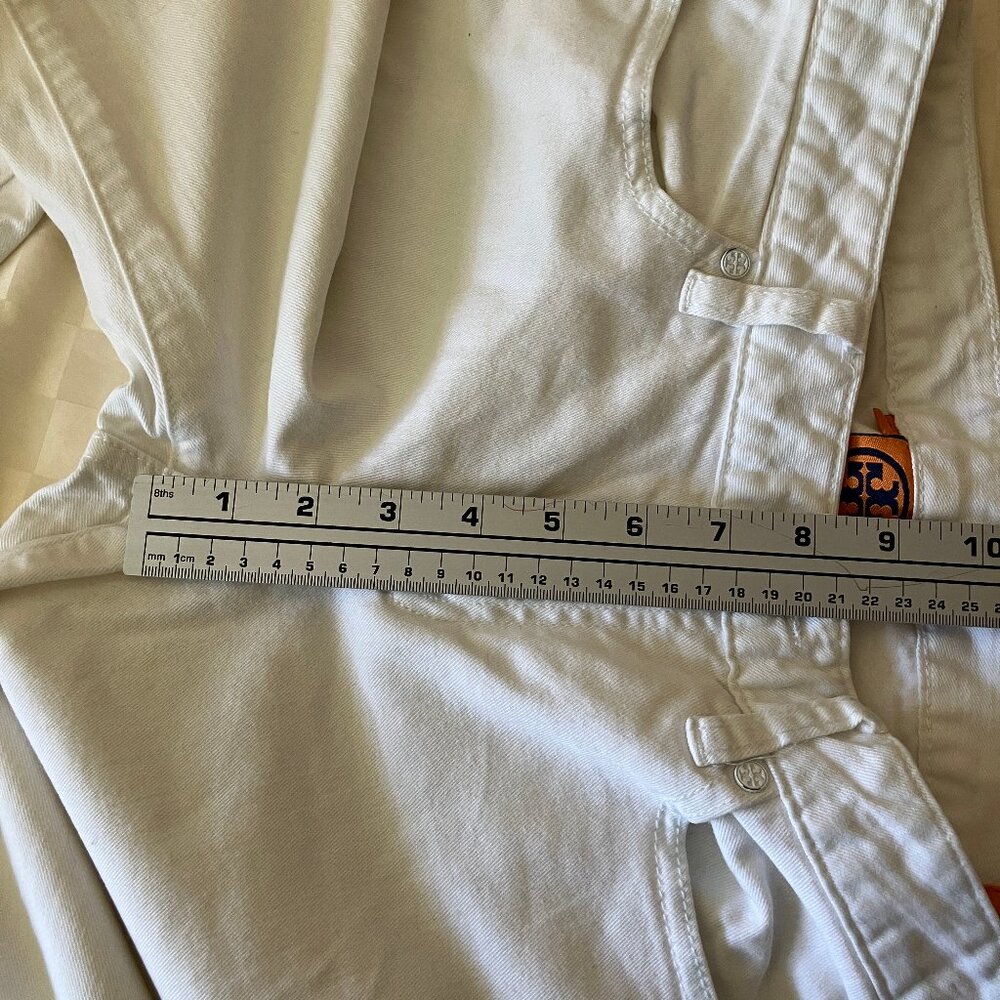 TORY BURCH  Cropped Skinny White Jeans 4 Pockets Size 28 - Picture 8 of 14